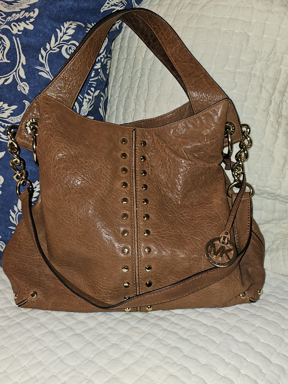 Michael Kors Tan Leather Hobo Bag with Gold Hardware